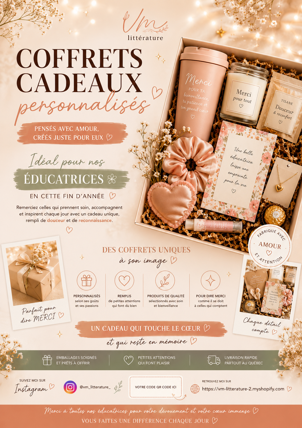 Coffrets cadeaux personnalisés, parfaits pour nos enseignants(es) & éducatrices 🤍